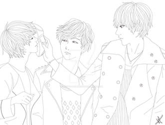 [Lineart] LuHan, Lay and Kris