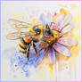 Watercolor Of A Bee On A Flower