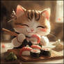 Cat Eating Sushi