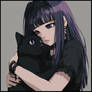Goth Girl Hugging Her Cat