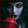 Female Vamp Enjoying a Bloody Good Slurpee