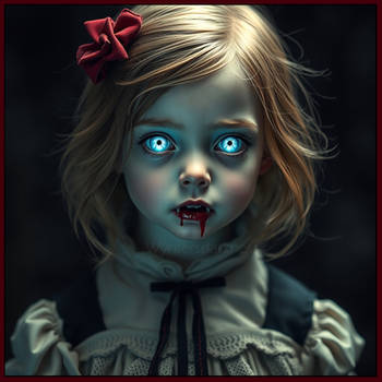 Little Vamp Girl with Blue Eyes