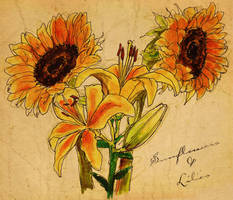 Sunflowers and Lilies