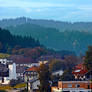 Autumn season village panorama