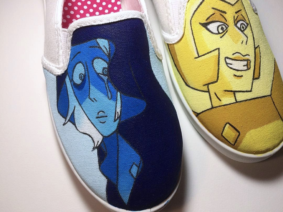 Blue and Yellow Diamond Shoes