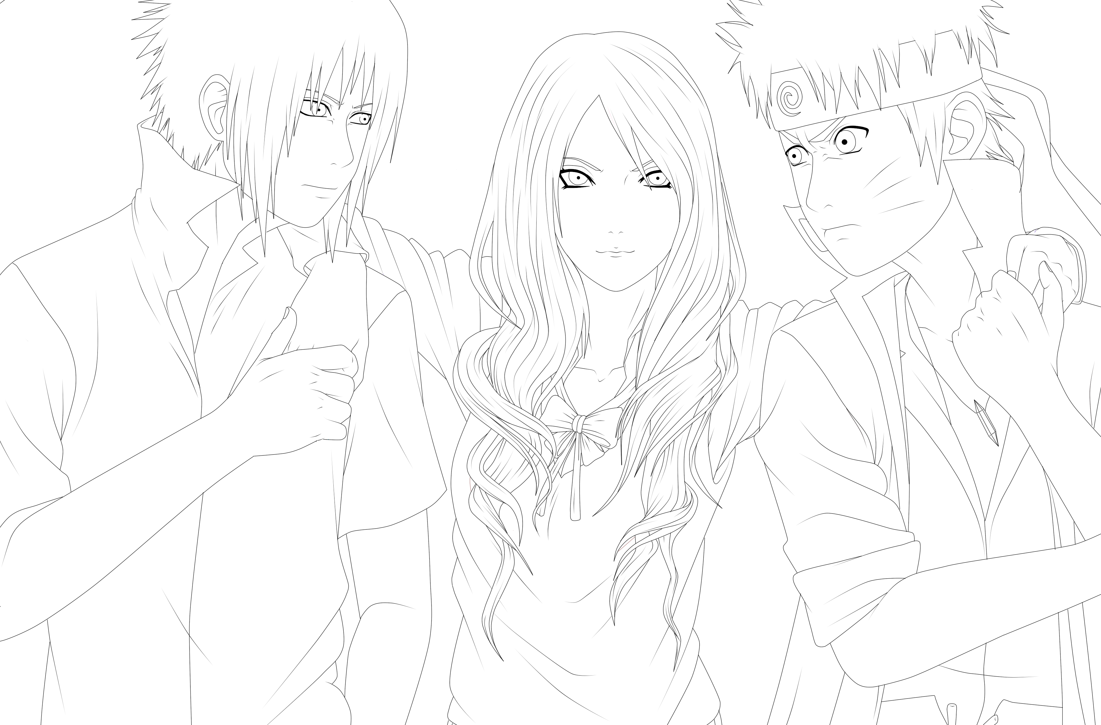 KHS: Sasuke, Sakura and Naruto (lineart)