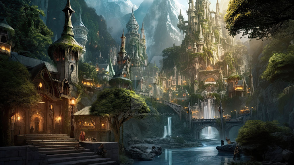 Elven Symphony: Exquisite Realism in a Serene City by OdysseyOrigins on ...