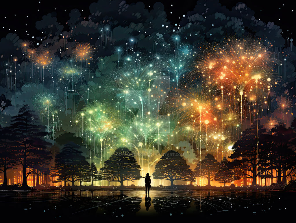 Fireworks Deviantart Illuminated Night: Fireworks, Stars, and Everythin by OdysseyOrigins on ...