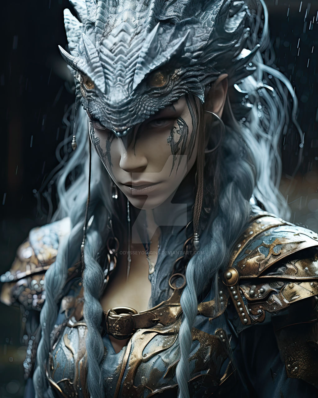 Dragonkin Majesty: Hyper-Detailed Silver Armor by OdysseyOrigins on ...