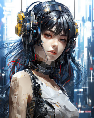 Cyberpunk Dystopia: Digital Abstraction of a Rebel