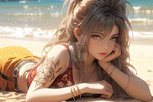 Ethereal Beach Muse: Anime Glamour