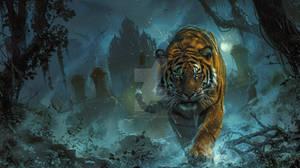Moonlit Prowl: Tiger of the Haunted Forest