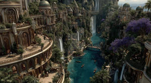 Verdant Elven Haven of Waterfalls