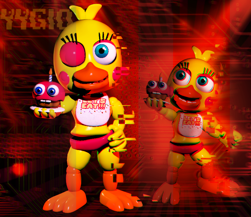 C4D Withered Chica New textures! by YinyangGio1987 on DeviantArt