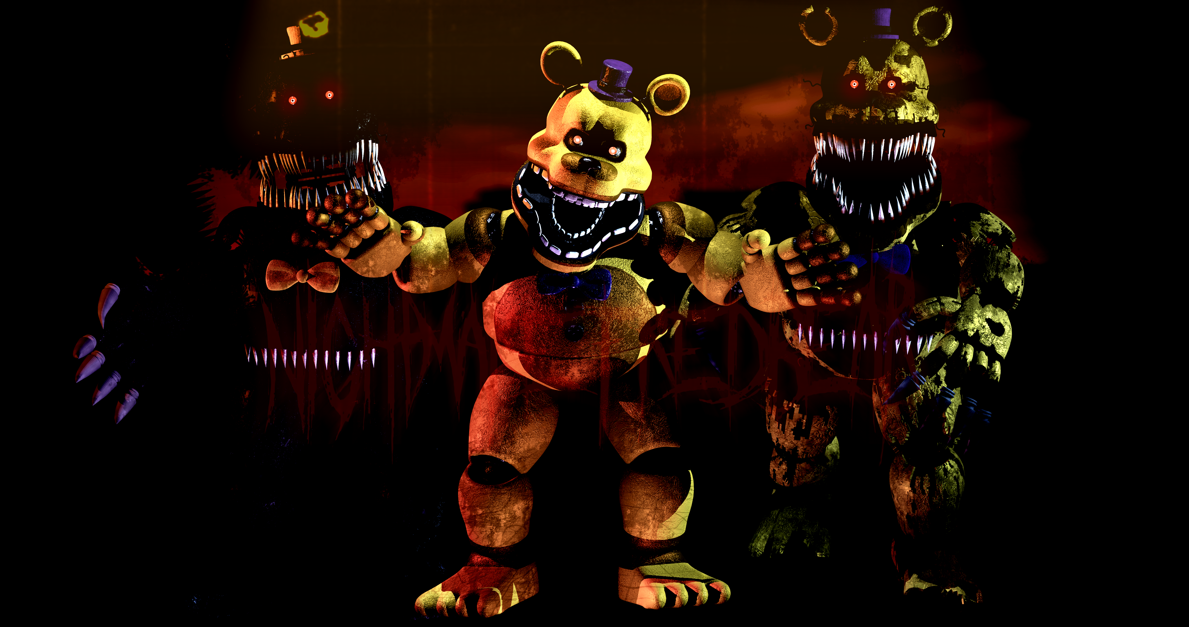 Download Fnaf Complete Nightmare Animatronics Wallpaper