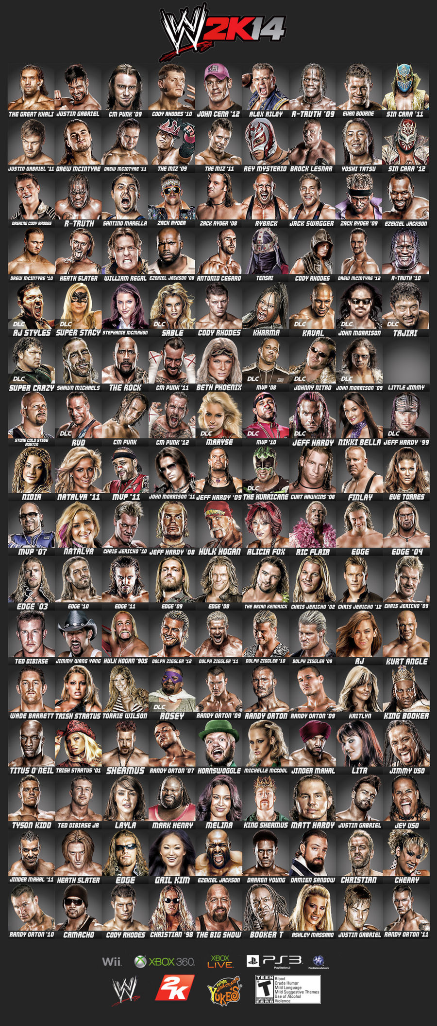WWE2K14 Custom Roster (144 Superstars) by TheElectrifyingOneHD on