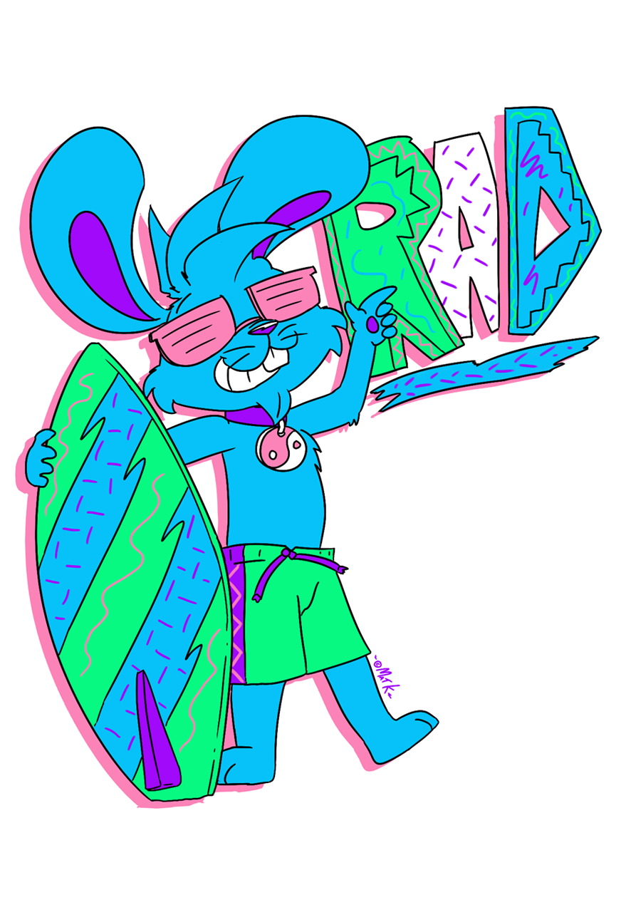 Dayglo gnarly surf bunny