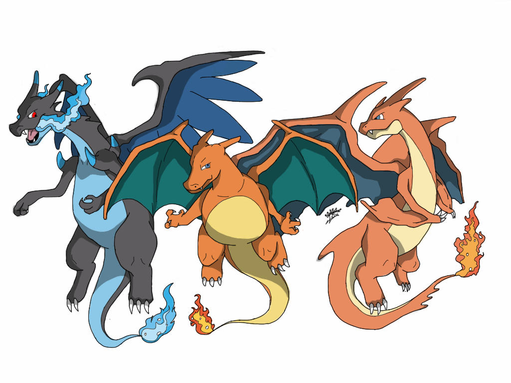 Charizard and mega evolutions by nightgalewolf on DeviantArt