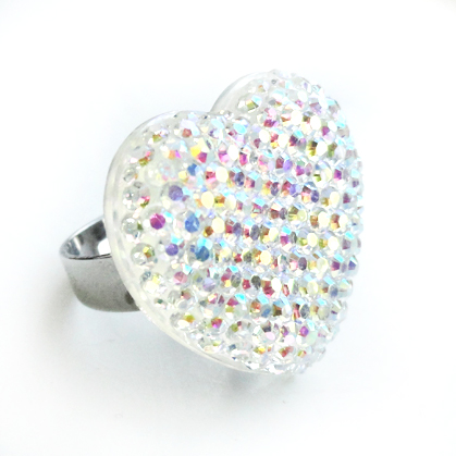 SOLD - Rhinestone Crystal Heart Ring