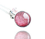 Dusty Pink Cosmic Galaxy Silver Necklace by crystaland