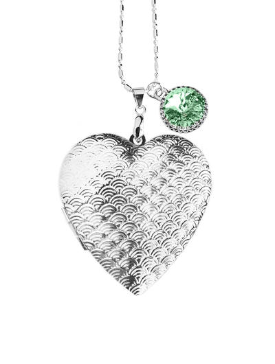 Big Silver Heart Picture Locket Necklace