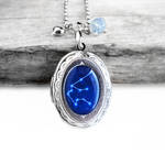 Constellation Aquarius Resin Oval Locket Necklace by crystaland