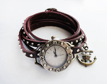 Leather Wrapped Antique BronzeWatch Bracelet