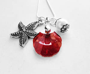 Swarovski Red Magma Seashell Crystal Necklace