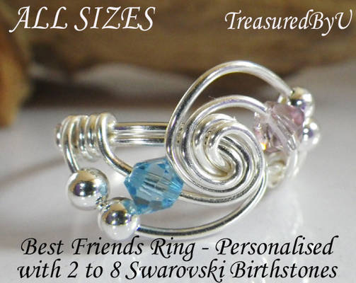 Best Friends Birthstone Silver ring by TreasuredBy