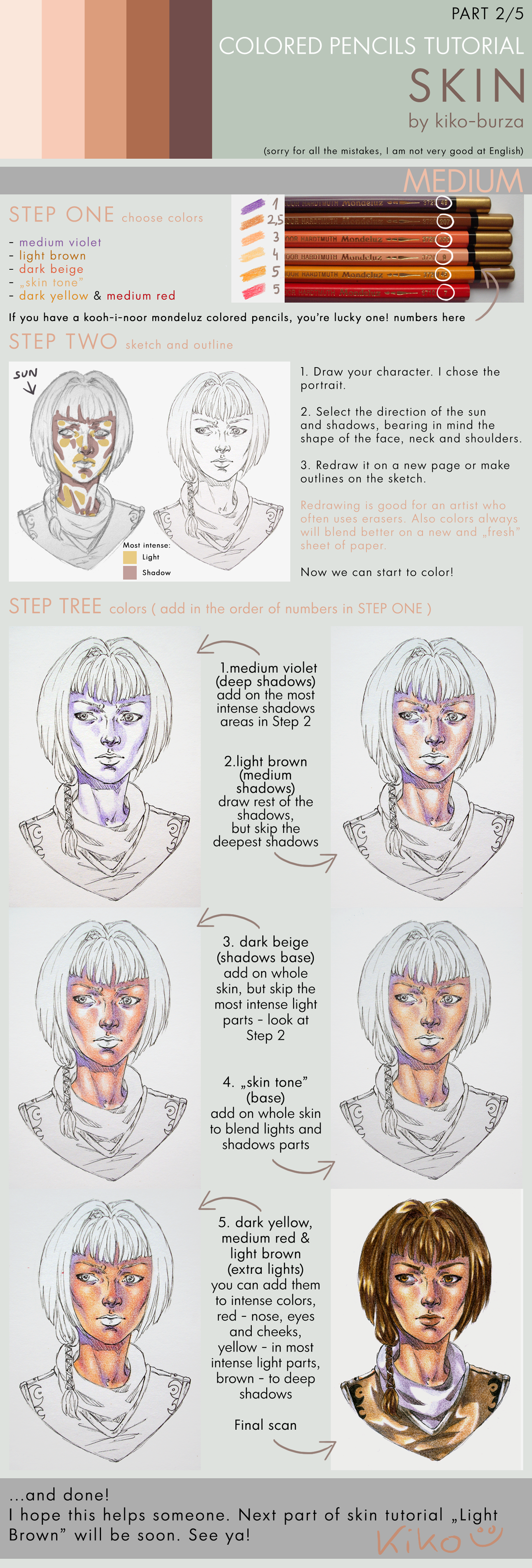 Tutorial: Drawing skin tones with colored pencils - Ioanna