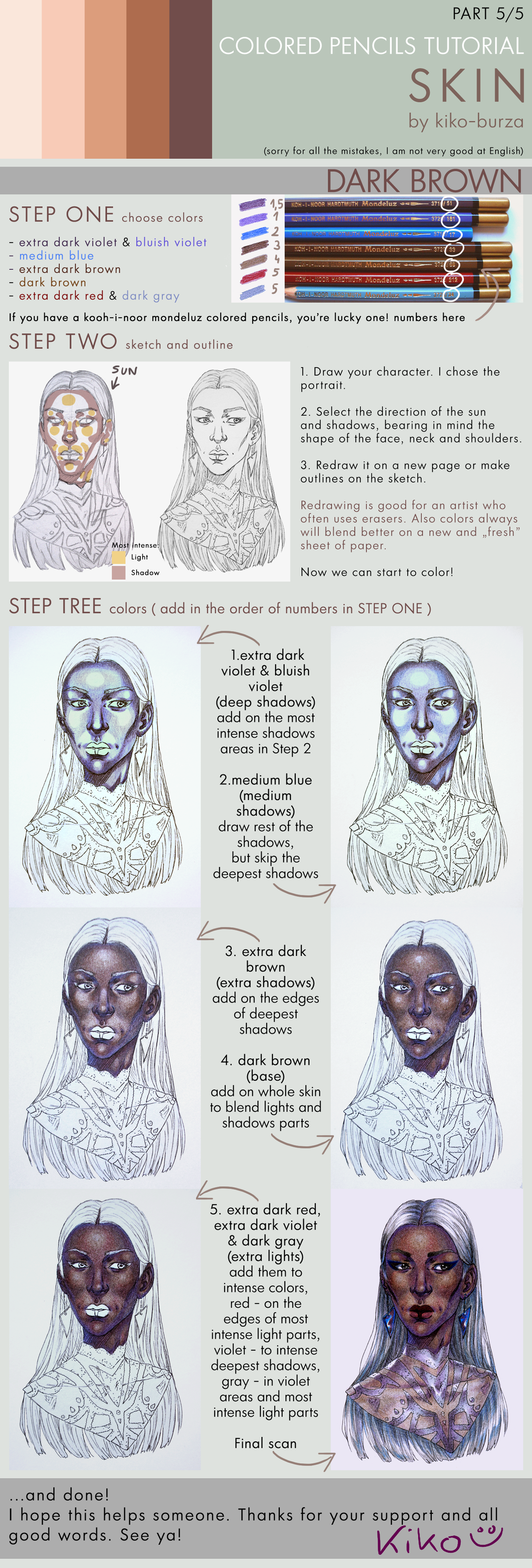 Colored pencil tutorial SKIN part 4 - MEDIUM BROWN by kiko-sempai on  DeviantArt