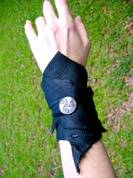 Black Celtic Leather Wrap Cuff