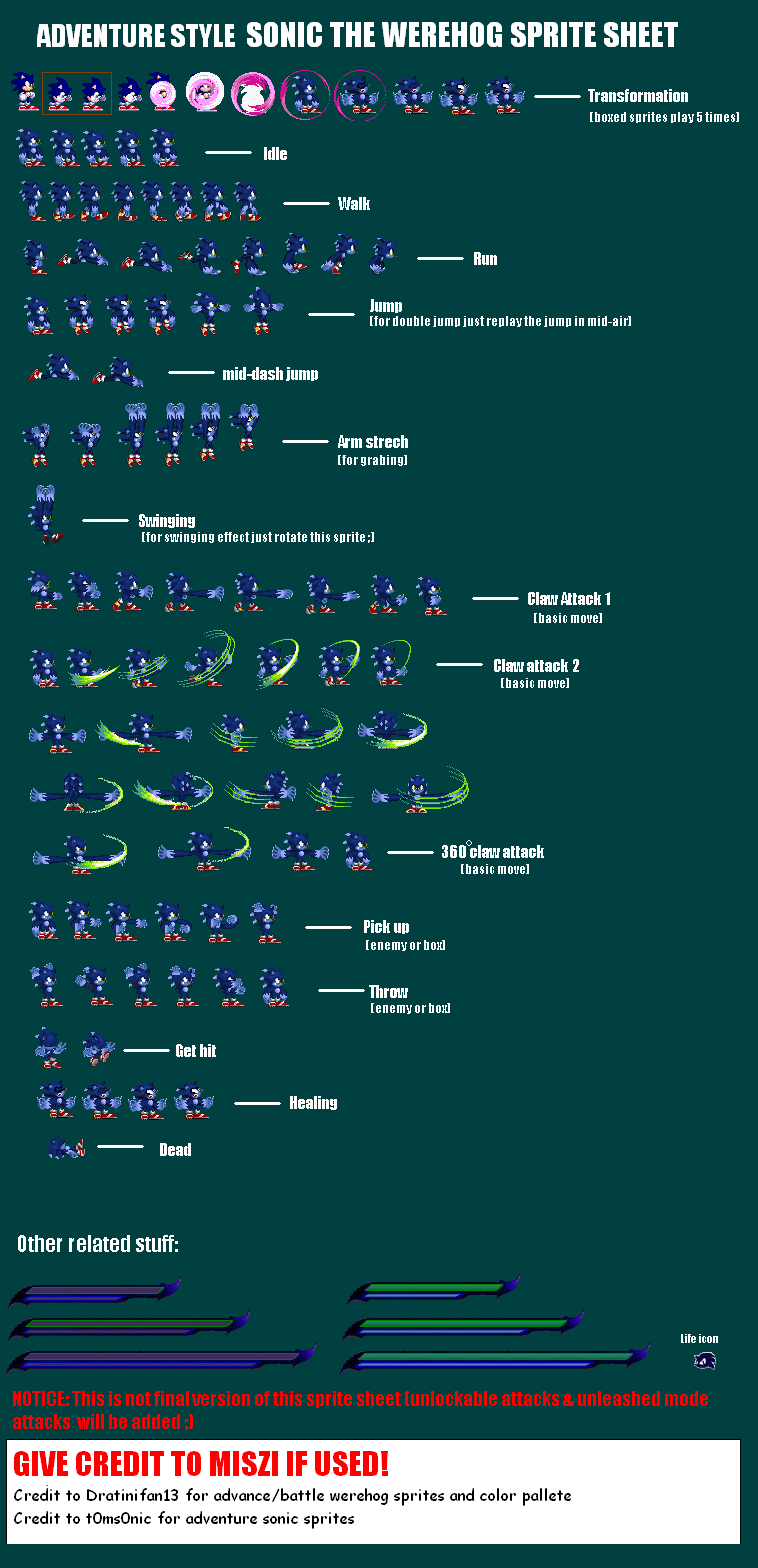 Werehog Sprite sheet