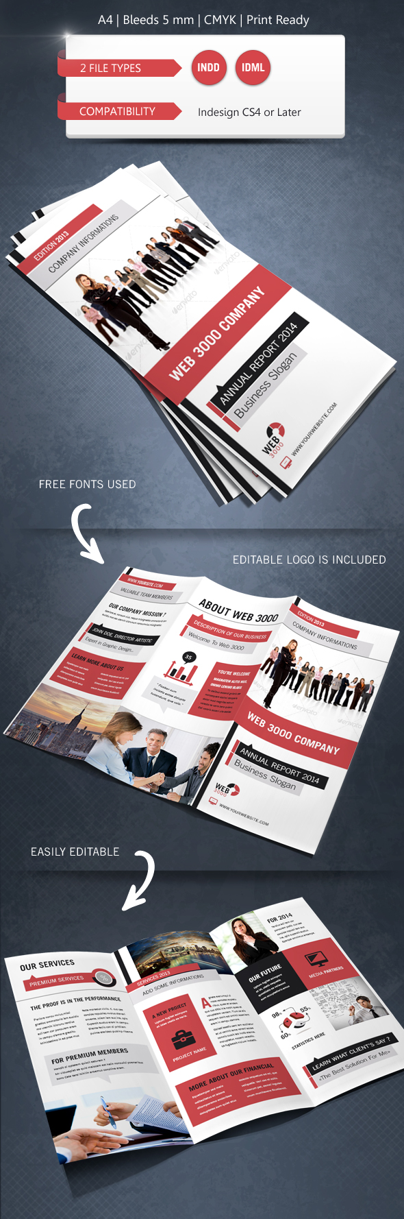 Modern and Corporate Trifold Brochure Template