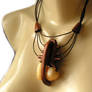 Necklace 666   Amber and Wood