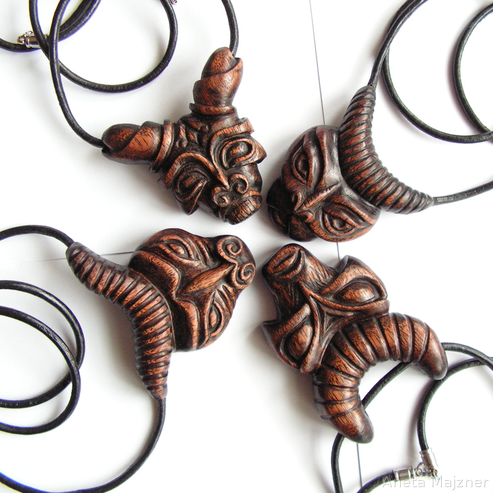 Wooden masks - necklaces