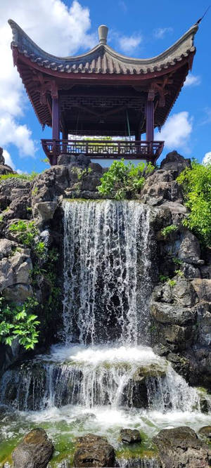 Waterfall in the Fukushuen Garden, Okinawa 