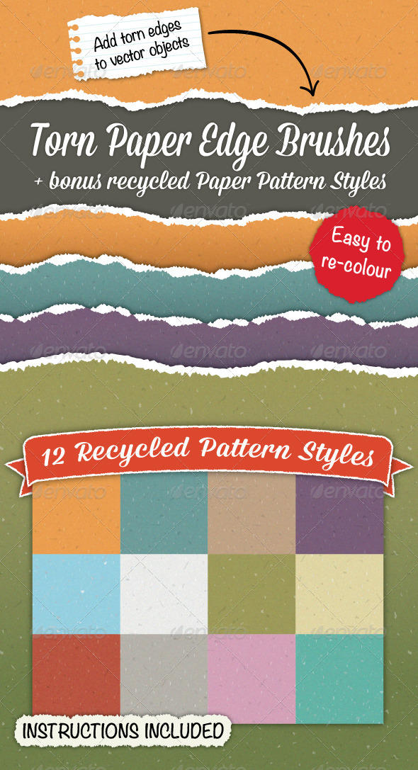 Torn Paper Edge Brushes + Bonus Paper Patterns by Jeremychild on DeviantArt