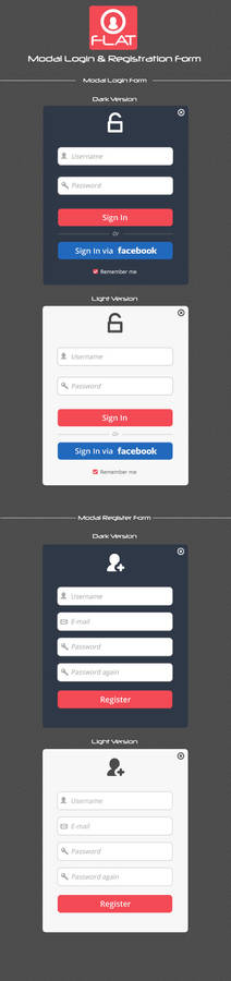 Flat Login and Registration Form [PSD]