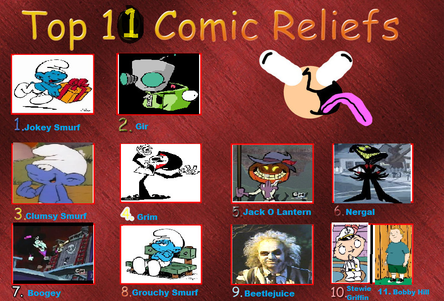 My top 11 comic reliefs meme.