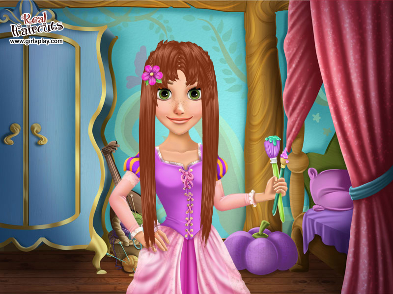 Rapunzel with long brown hair