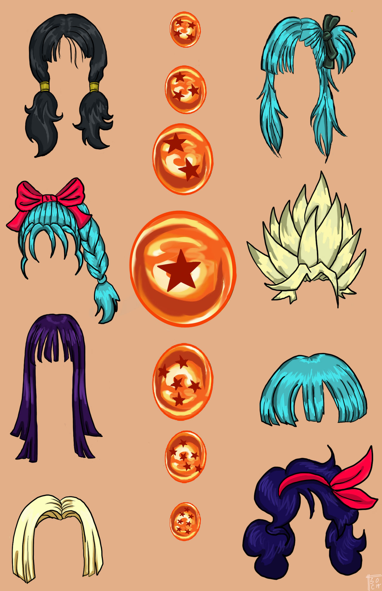 Dragon Ball Girls Hair by ScribesofCalamity on DeviantArt