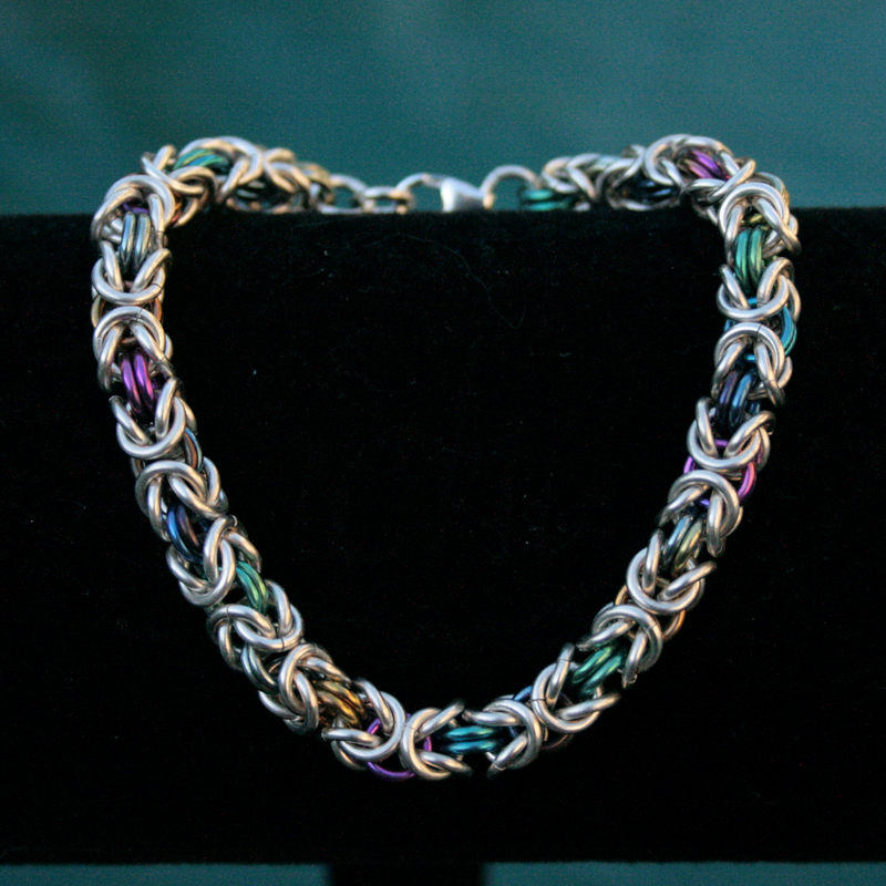 Sterling Silver and Niobium Byzantine bracelet