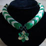 Green and Gold Scale Collar with Flower