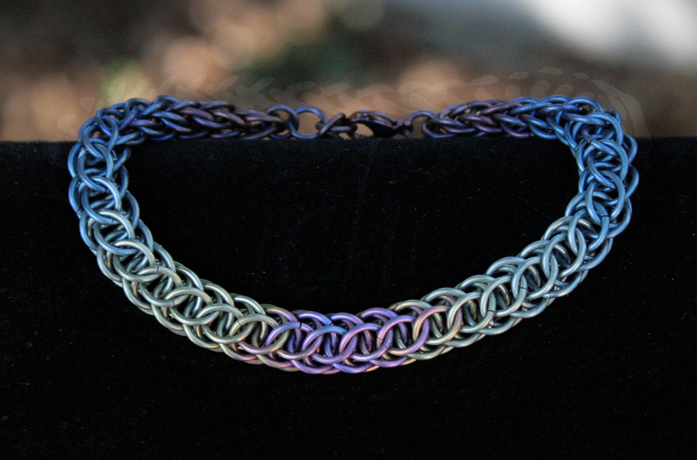 Hand Anodized Titanium Flat Full Persian Bracelet