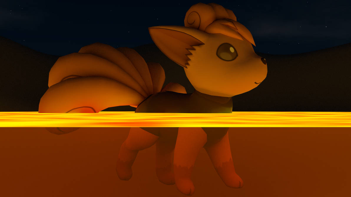 Vulpix swimming on lava (This is fine 3) by kuby64 on DeviantArt