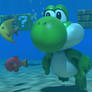 Yoshi swimming with the fishes