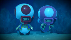 Toad and Toadette underwater 2 - Alternate version