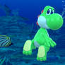 Yoshi swimming under the sea