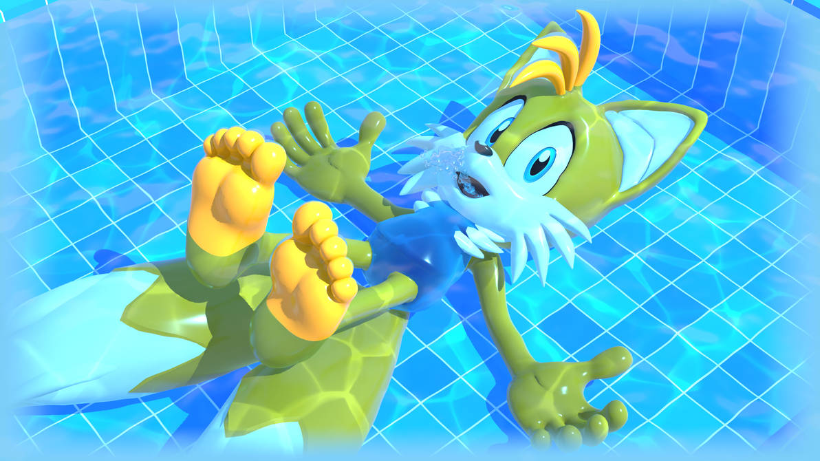 Tails Pool Tails bubbling in a small pool 2 - Swimsuit ver. by kuby64 on DeviantArt
